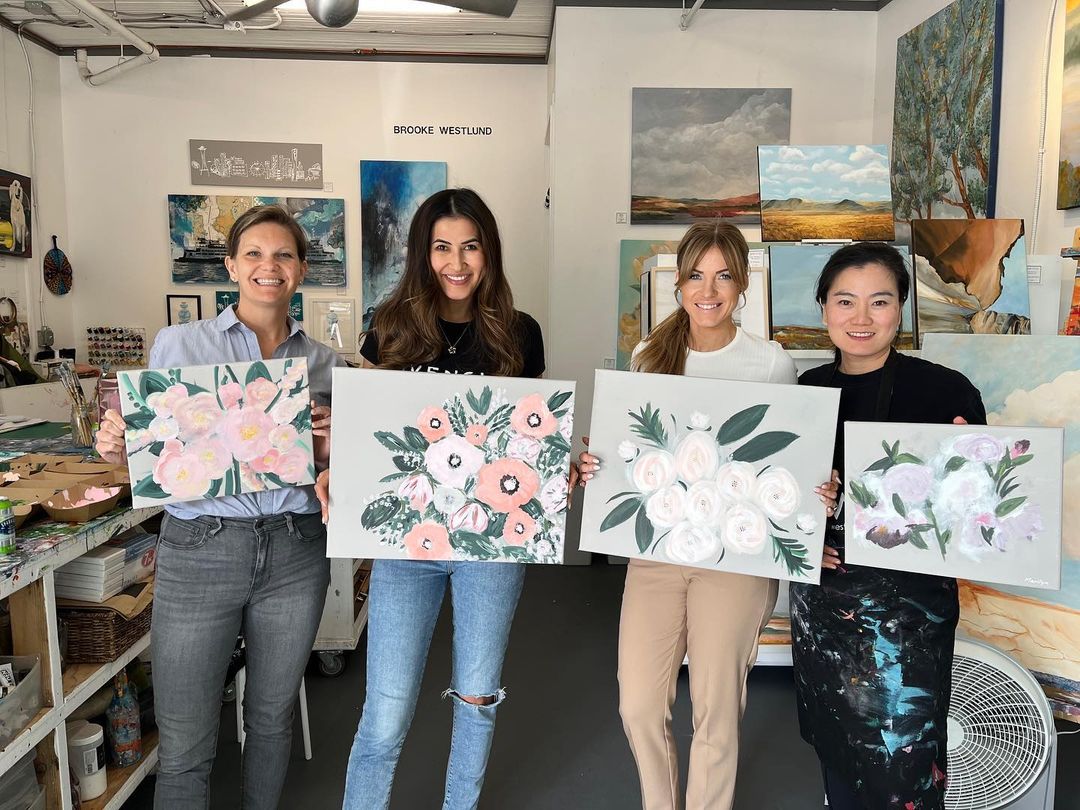 paint-and-sip art classes in seattle at brooke westlund studio and art gallery in pike place market